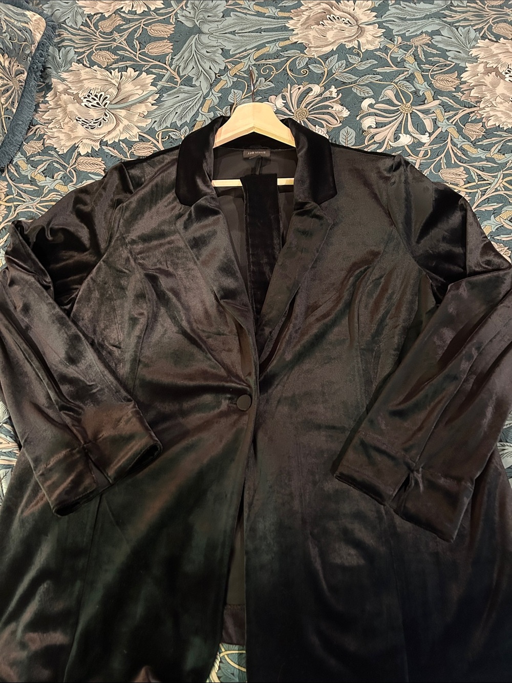 J.Jill Black Velvety Blazer with Single Satin Button